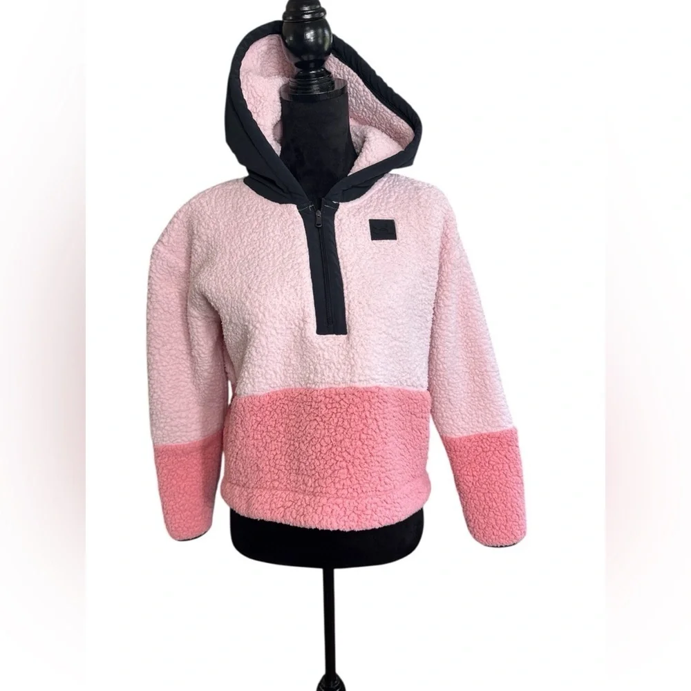 Under Armour Sherpa Hoodie YXL Women’s Small Fit Pink White Fleece Loose